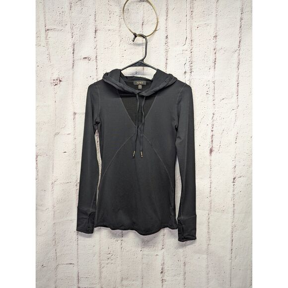 Alala Black Mesh Triangle Neck Drawstring Hoodie Athleisure Hooded Pullover - Picture 3 of 11